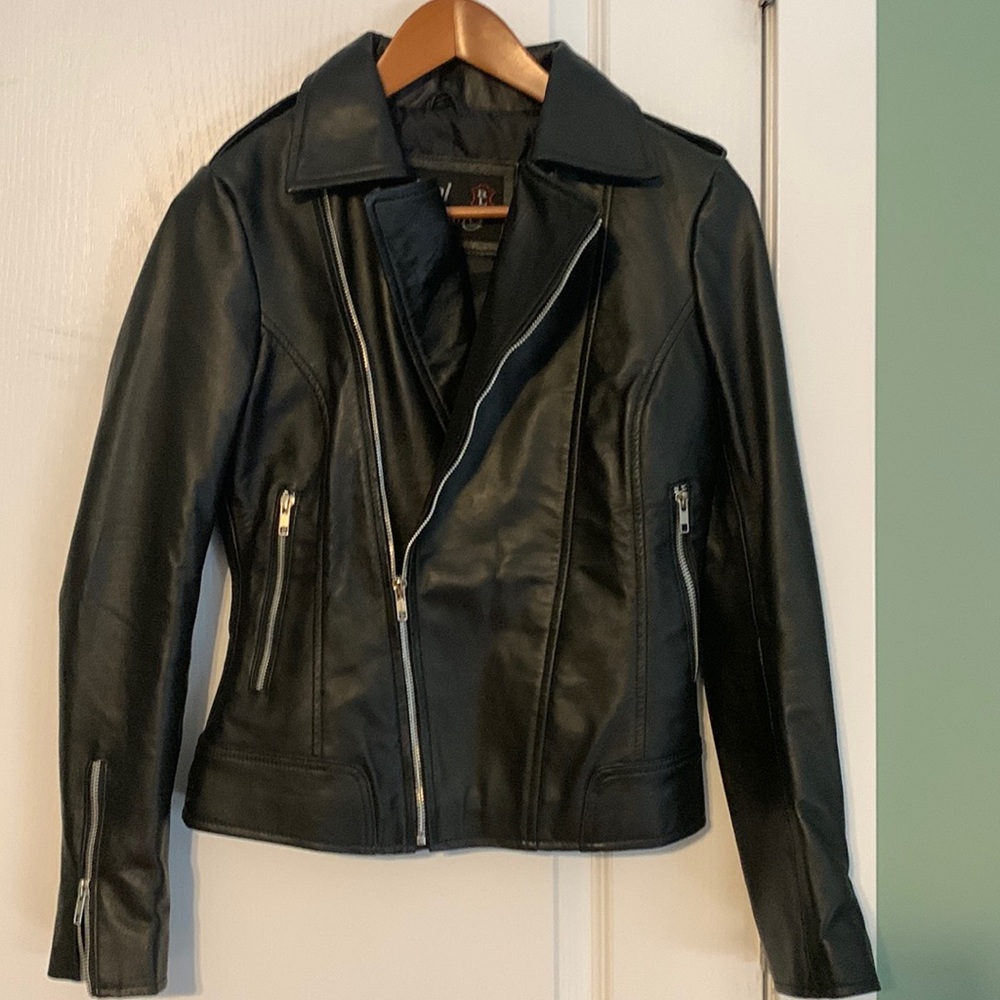 Womens Leather Moto Jacket Sz S